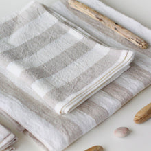 Load image into Gallery viewer, Linen Bath Towel - Striped Beach Bathroom Sauna Sheet - Face Hand Towel - 100% Softened Organic Linen Towel