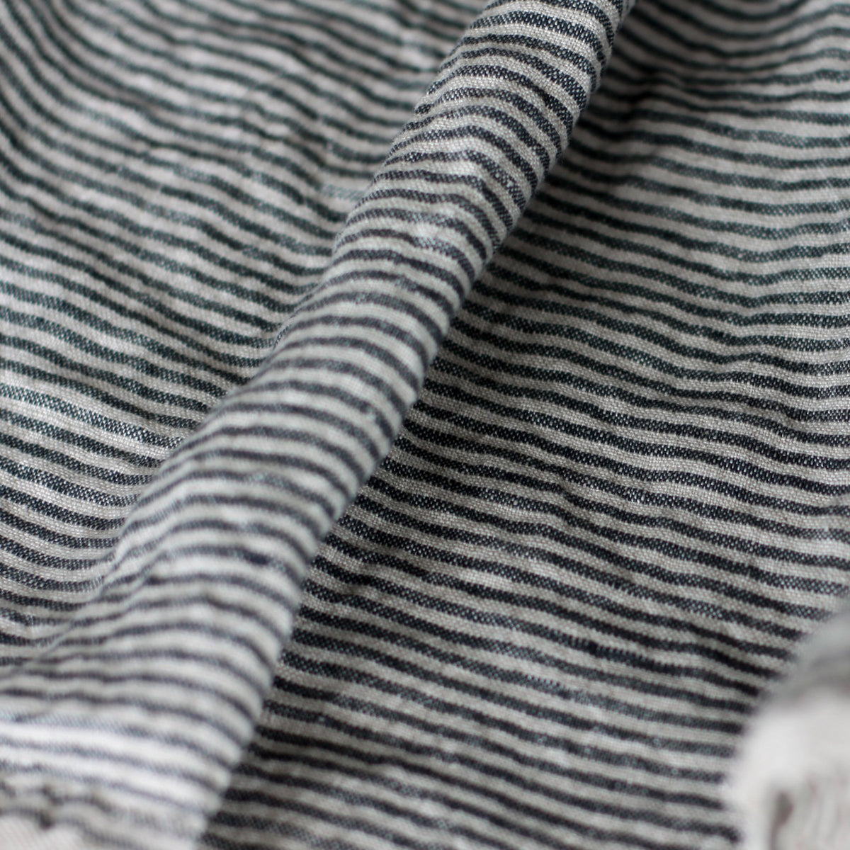 Striped Linen Fabric - Stonewashed – Linen Home Studio