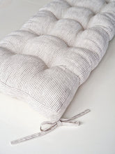 Laden Sie das Bild in den Galerie-Viewer, Linen Bench Cushion with Ties - Striped Window or Entryway Seat Pillow -  Natural Heavy Weight 100% Linen Fabric - Custom Sizes Available