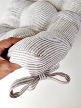 Charger l'image dans la galerie, Linen Bench Cushion with Ties - Striped Window or Entryway Seat Pillow -  Natural Heavy Weight 100% Linen Fabric - Custom Sizes Available