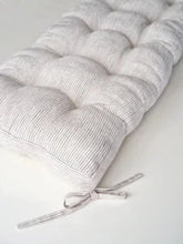 Charger l'image dans la galerie, Linen Bench Cushion with Ties - Striped Window or Entryway Seat Pillow -  Natural Heavy Weight 100% Linen Fabric - Custom Sizes Available