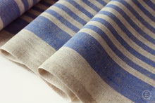 Load image into Gallery viewer, Rough Striped Linen Fabric - Narrow Rustic Heavy Weight 100%