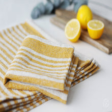 Laden Sie das Bild in den Galerie-Viewer, Linen Tea Towel - Kitchen Dishcloth Heavy Weight - Natural Striped Tea Dining Towel - Durable Rustic Hand Towel