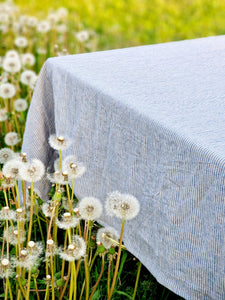 Striped Linen Tablecloth - Rectangle Square Round - Washed 100% Linen Fabric