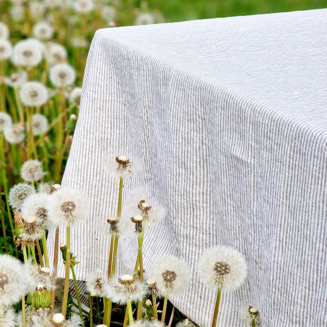 Linen Tablecloth Striped - Rectangle Square Round - Washed 100% Linen Fabric