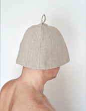 Load image into Gallery viewer, Linen Sauna Hat with Loop - Hair Heat Protector - Washable Sauna Hat