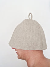 Load image into Gallery viewer, Linen Sauna Hat with Loop - Hair Heat Protector - Washable Sauna Hat