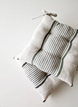 Laden Sie das Bild in den Galerie-Viewer, Linen Seat Cushion - Striped Chair Pad with Ties - Chair Pillow -  Natural French Style Heavy Weight 100% Linen Fabric