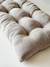 Laden Sie das Bild in den Galerie-Viewer, Custom Window Seat Cushion • Tufted Linen Reading Nook Pillow • Handmade Bench Pad for Modern Interiors