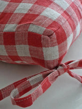 Load image into Gallery viewer, Linen Bench Cushion with Ties - Checkered Window Seat - Bench Pillow Checked -  100% Linen Fabric