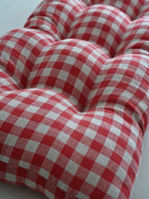 Load image into Gallery viewer, Linen Bench Cushion with Ties - Checkered Window Seat - Bench Pillow Checked -  100% Linen Fabric