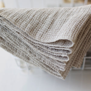 Linen Waffle Dishcloth Set - Kitchen Towel - Natural Undyed Softened 100% Linen Fabric