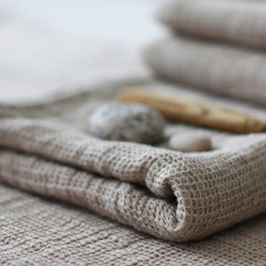 Linen Bath Towel - Waffle Beach Bathroom Sauna Sheet - Face Hand Towel - 100% Softened Organic Linen Towel