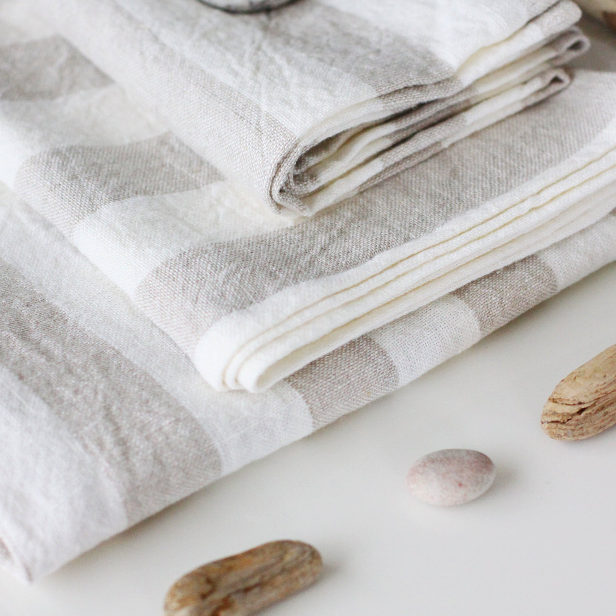Striped Linen towel / Natural washed linen towels / Simple rustic kitchen  towels / Hand face linen towels / Guest linen towels