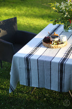 Laden Sie das Bild in den Galerie-Viewer, Striped Linen Tablecloth - French Style Heavy Weight Table Cloth
