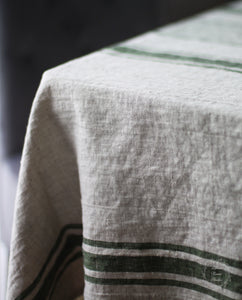 Heavy Weight Linen Tablecloth - French Style Striped Table Cloth