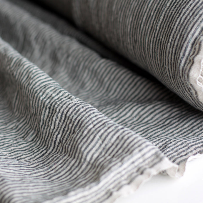 Striped Linen Fabric - Stonewashed