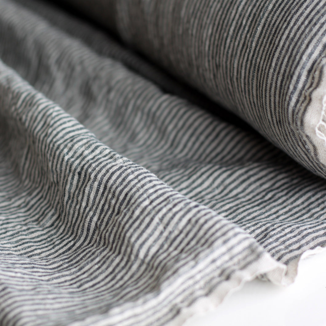 Striped Linen Fabric - Stonewashed
