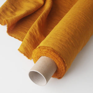 Mustard Linen Fabric - Stonewashed