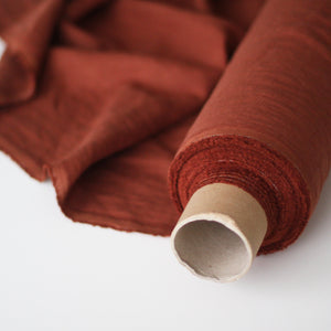 Red Clay Linen Fabric - Stonewashed