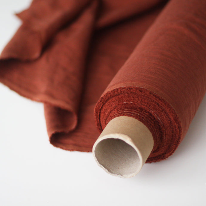 Red Clay Linen Fabric - Stonewashed