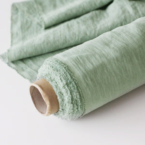 Sage Green Linen Fabric - Stonewashed