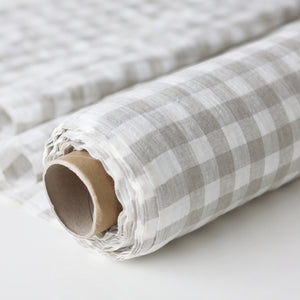 Checkered Linen Fabric - Stonewashed