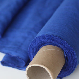 Tissu Lin Bleu Cobalt - Délavé