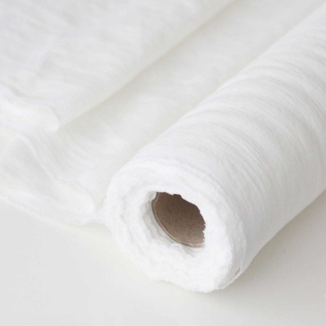 White Linen Fabric - Stonewashed