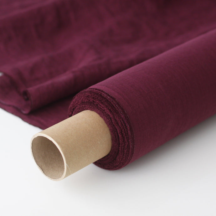 Plum Linen Fabric - Stonewashed