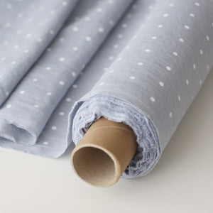 Dusty Blue Polka Dot Linen Fabric - Stonewashed