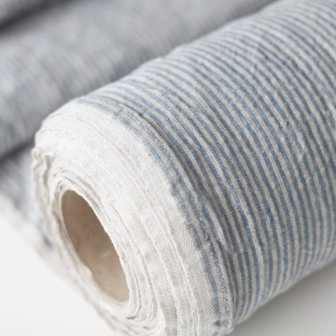 Striped Linen Fabric - Stonewashed