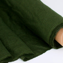 Load image into Gallery viewer, Khaki Green Linen Fabric - Stonewashed