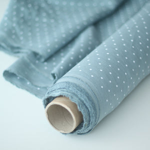 Polka Dot Linen Fabric - Mint