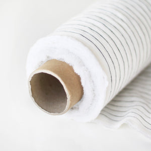 Striped White Linen Fabric - Stonewashed