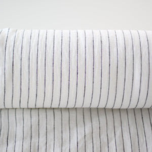 Striped White Linen Fabric - Stonewashed