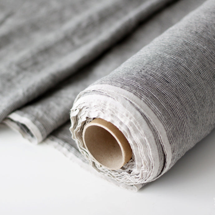 Striped Linen Fabric - Stonewashed