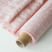 Load image into Gallery viewer, Dusty Pink Polka Dot Linen Fabric - Stonewashed
