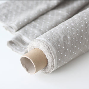 Natural Polka Dot Linen Fabric - Stonewashed