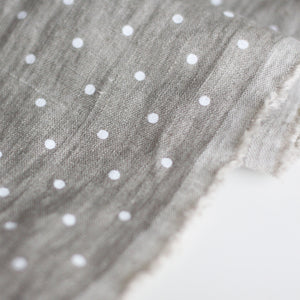 Natural Polka Dot Linen Fabric - Stonewashed