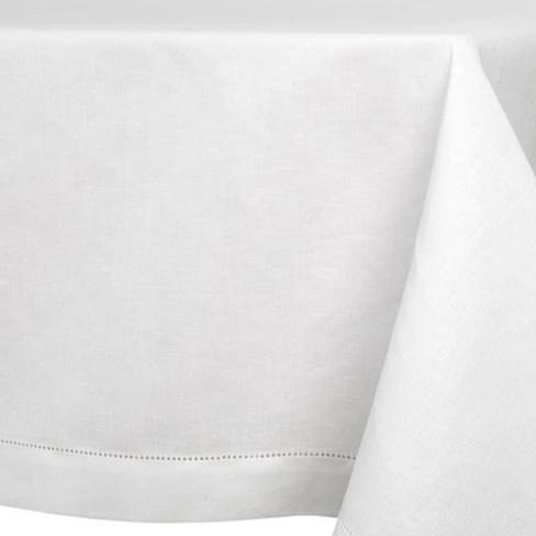 White Linen Tablecloth with Hemstitch