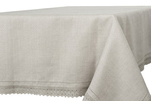 Natural Linen Table Cloth with Lace.