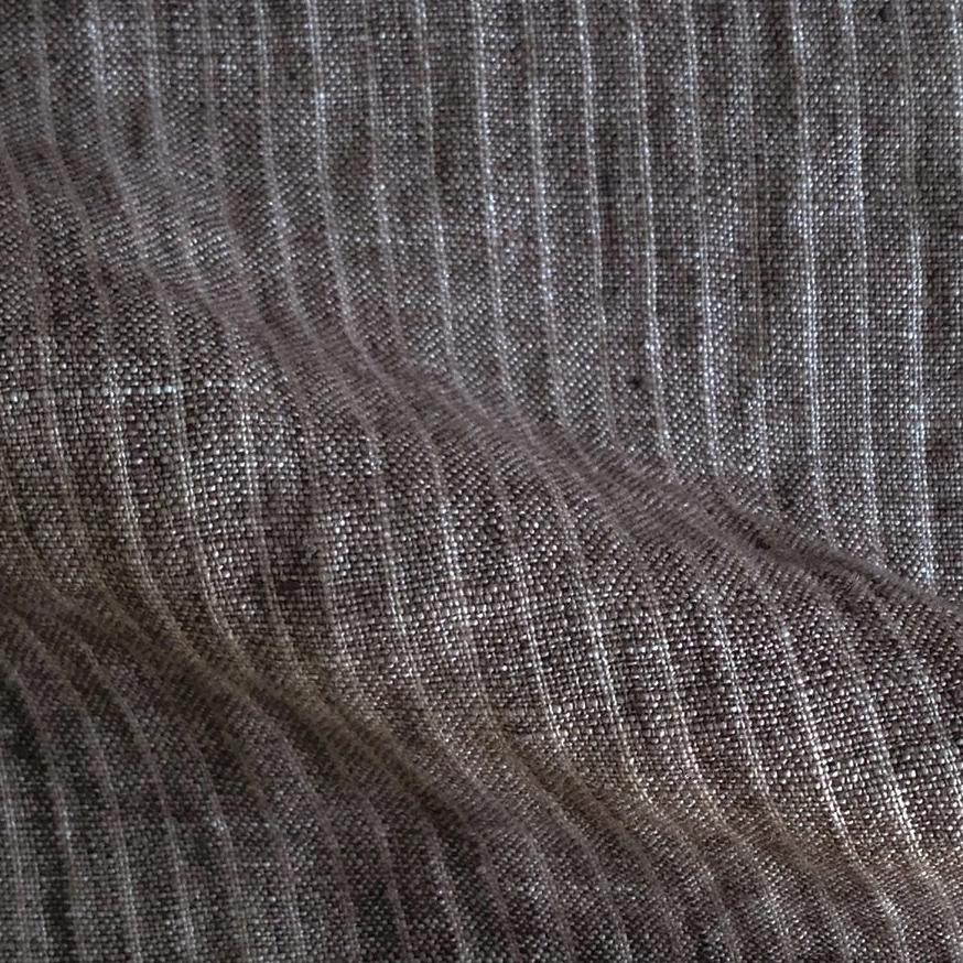 Striped Linen Fabric - Brown Melange