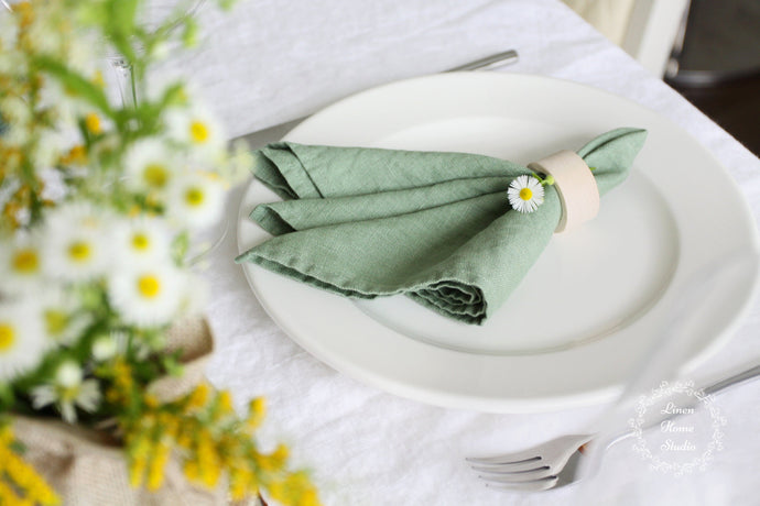 Linen Napkins Mint Green. Wedding Decor.