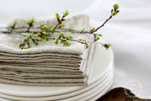 Linen Napkins Wedding Christmas Halloween Birthday Table Decor Soft Washed Dinner Cloth Set Bulk Reusable Zero Waste White Gray Natural