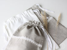 Load image into Gallery viewer, Linen Bread Bag. Reusable Kitchen Storage Loaf Bag with Lace.