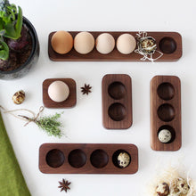Load image into Gallery viewer, Wooden Egg Holder Tray - Egg Cup for Breakfast - Easter Egg Display - Farmhouse Fresh Egg Storage