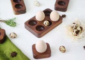 Eierbecher zum Frühstück – Osterei-Display – Eierhalter aus Holz – Aufbewahrung frischer Eier auf dem Bauernhof – Einweihungsgeschenk – massives Walnussholz
