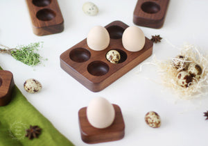 Eierhalter aus Holz – Osterei-Display – Aufbewahrung frischer Eier auf dem Bauernhof – Eierbecher zum Frühstück – Einweihungsgeschenk – massives Walnussholz
