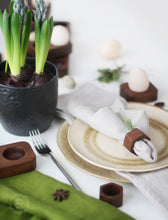 Load image into Gallery viewer, Wooden Napkin Rings - Black Walnut Napkin Holder - Hexagon Round or Square Shape